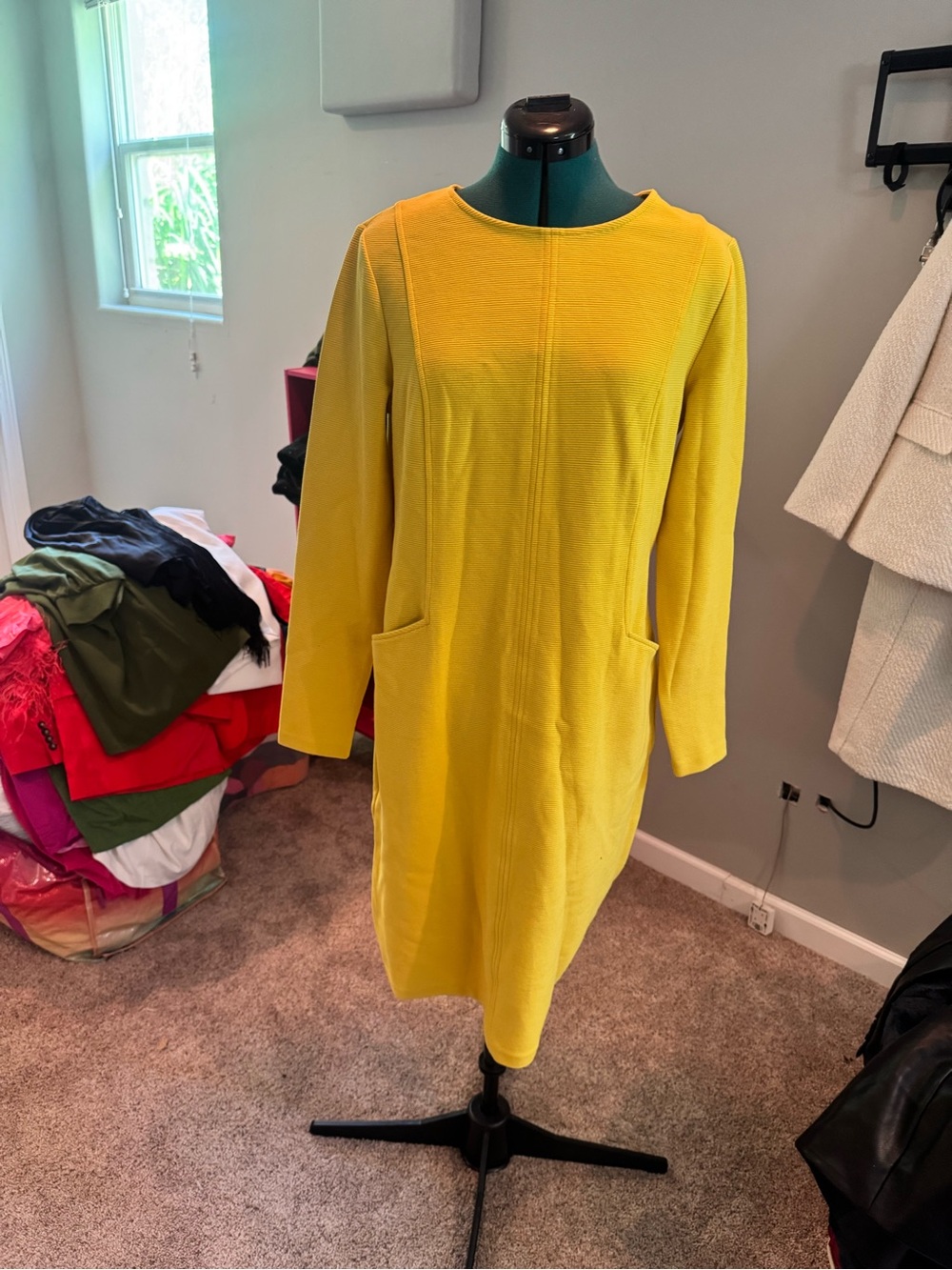 Boden Bright Yellow Long Sleeve Shift Dress